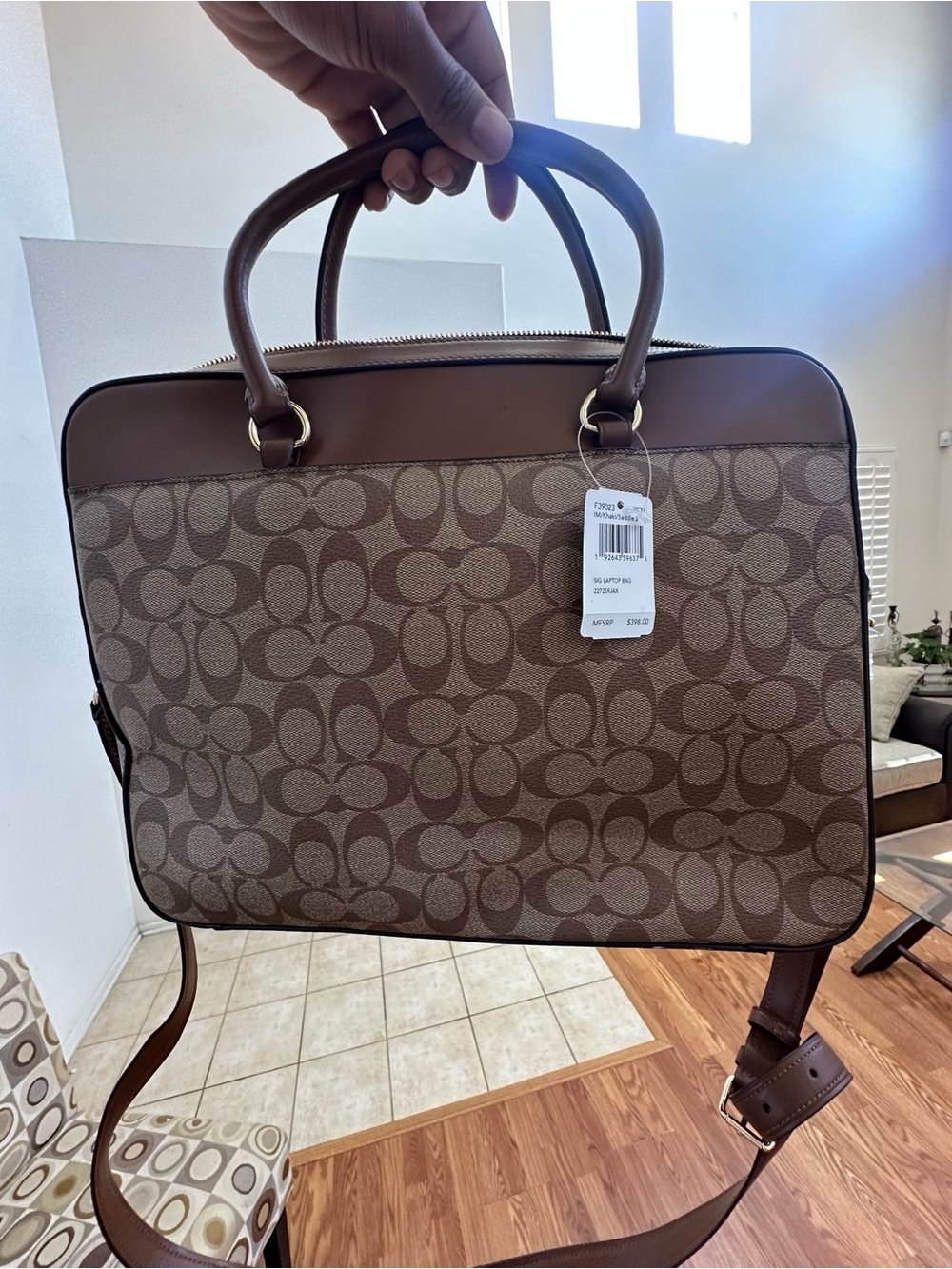 Coach Tan/Brown Signature Canvas Laptop Briefcase - Picture 3 of 7
